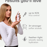 Keraxir serum smooths hair, repairs damage, adds shine, tames frizz, and protects from UV damage effectively