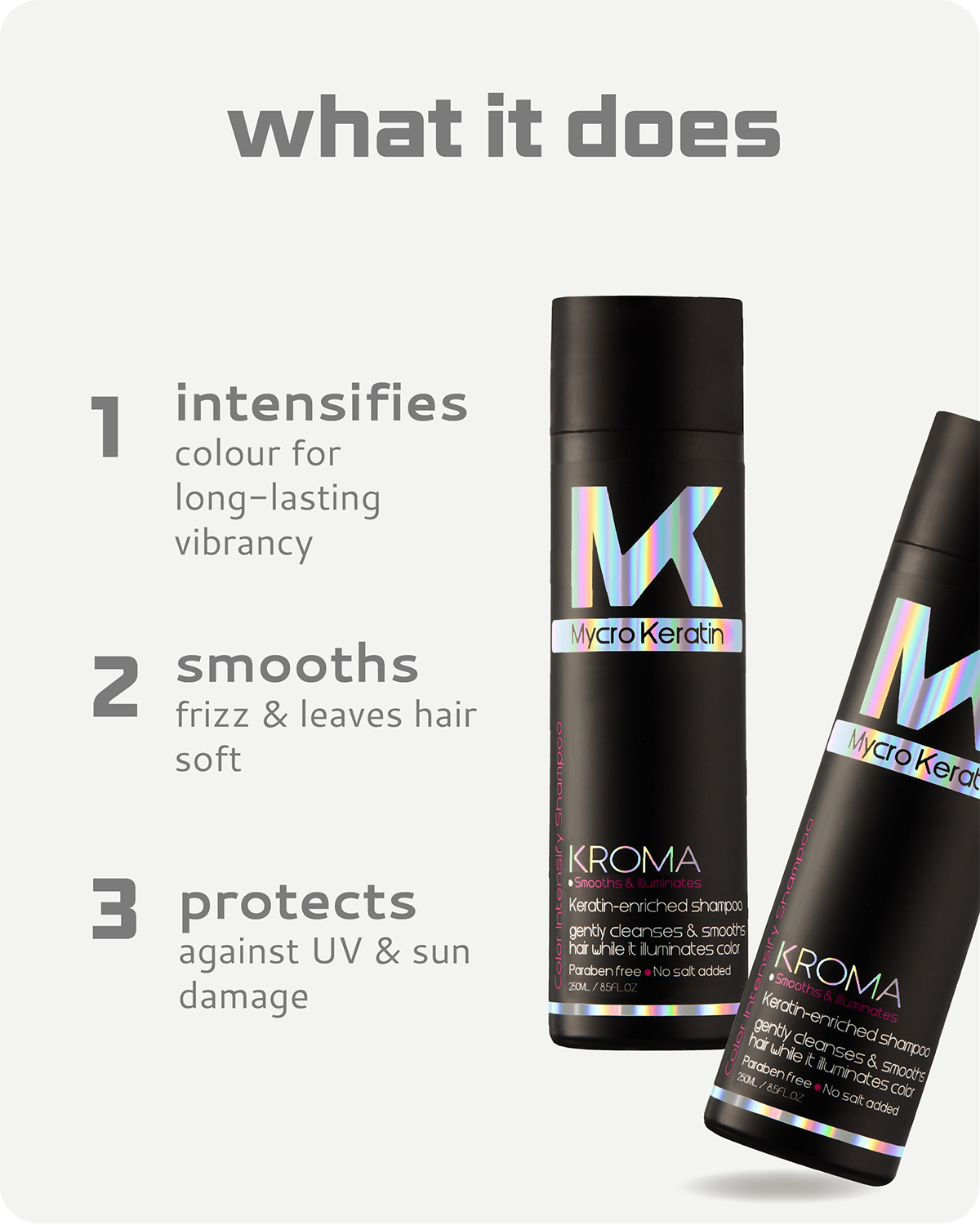 Kroma shampoo for color protection keeps hair lustrous and vibrant