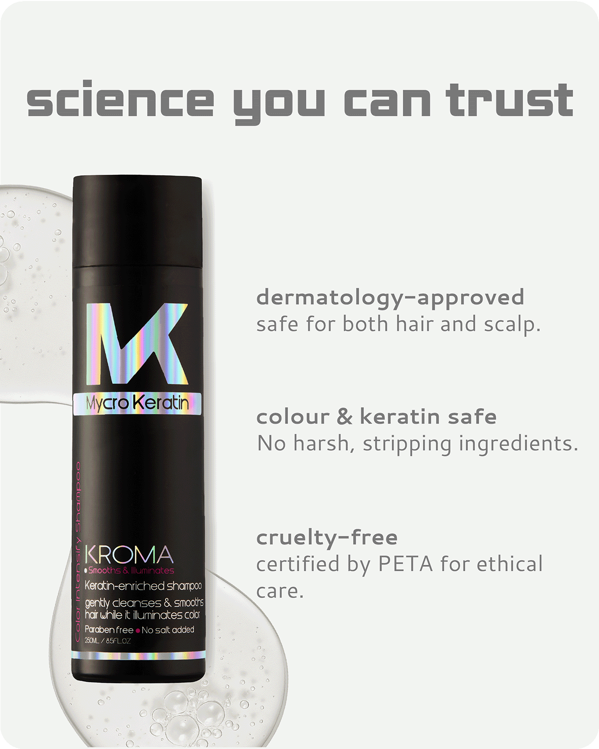 Kroma shampoo for color protection keeps hair lustrous and vibrant
